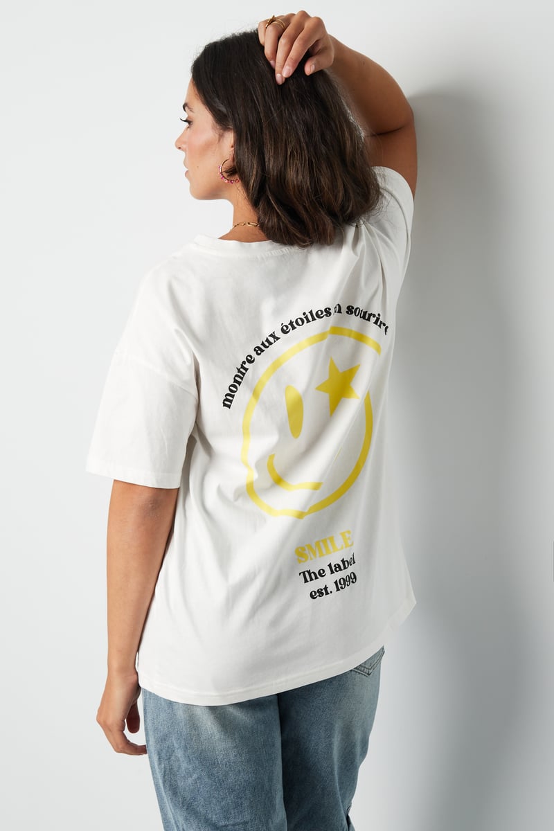 T-shirt happy life smiley - grijs