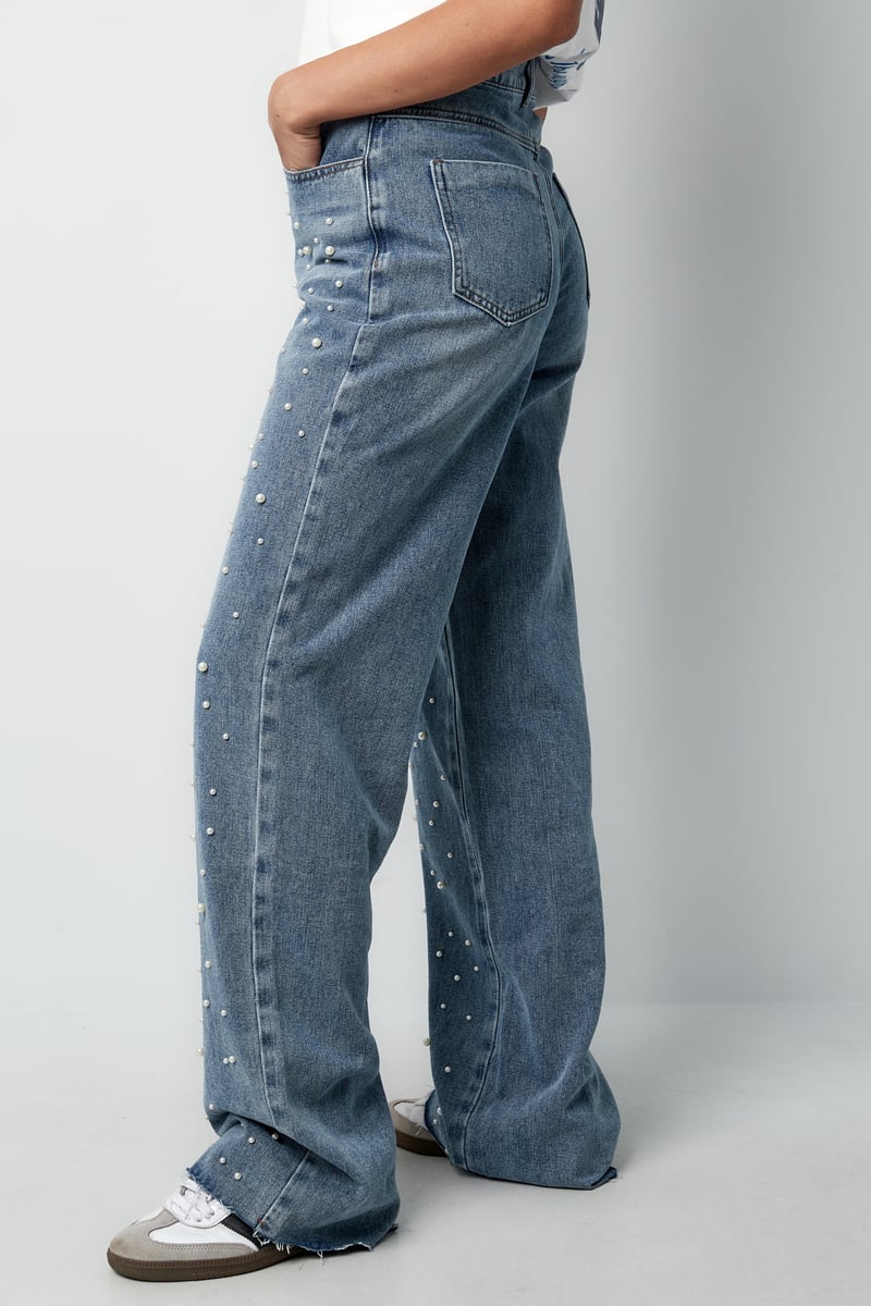 Denim jeans pearl adorement - blauw