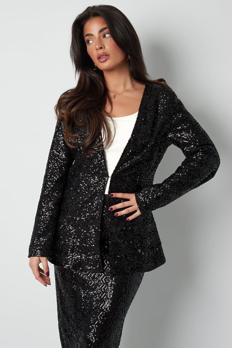Glitter blazer - zwart