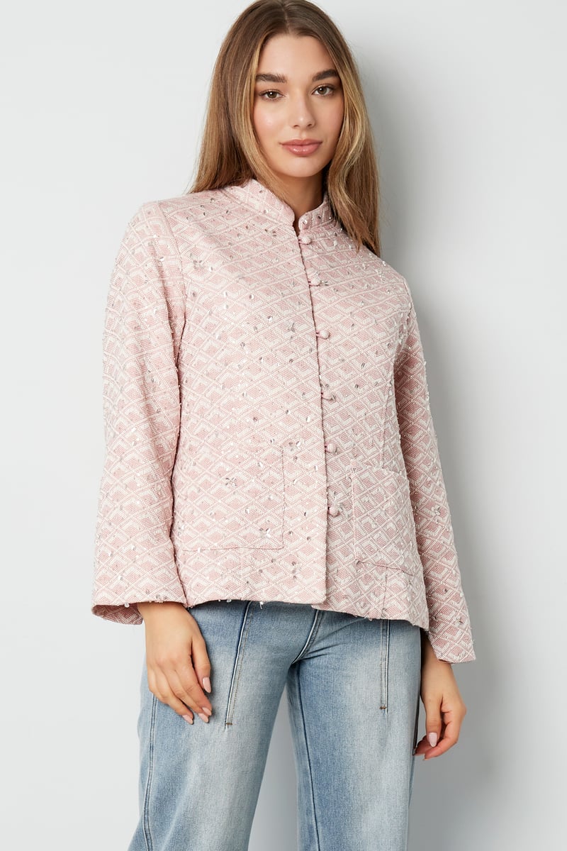 Stoffen jasje met glitters - roze