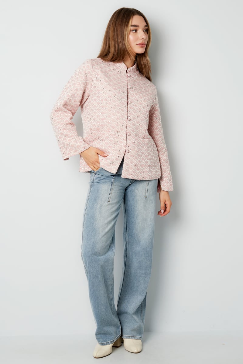 Stoffen jasje met glitters - roze