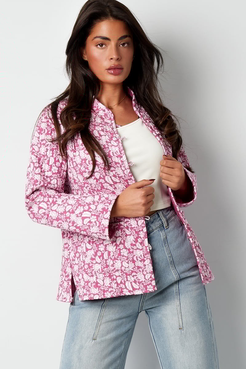Jas roze print - roze