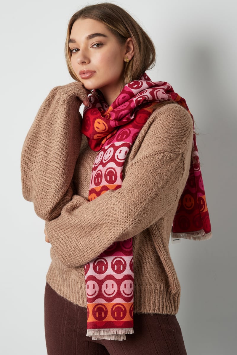 Sjaal smiley all over - fuchsia