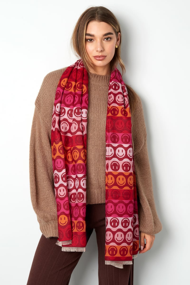 Sjaal smiley all over - fuchsia