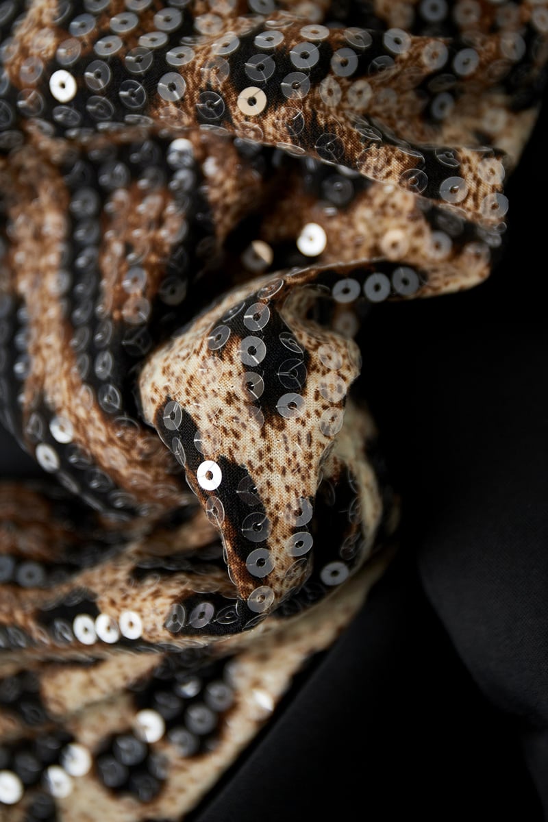 Blazer met panterprint glitter mouw - grijs