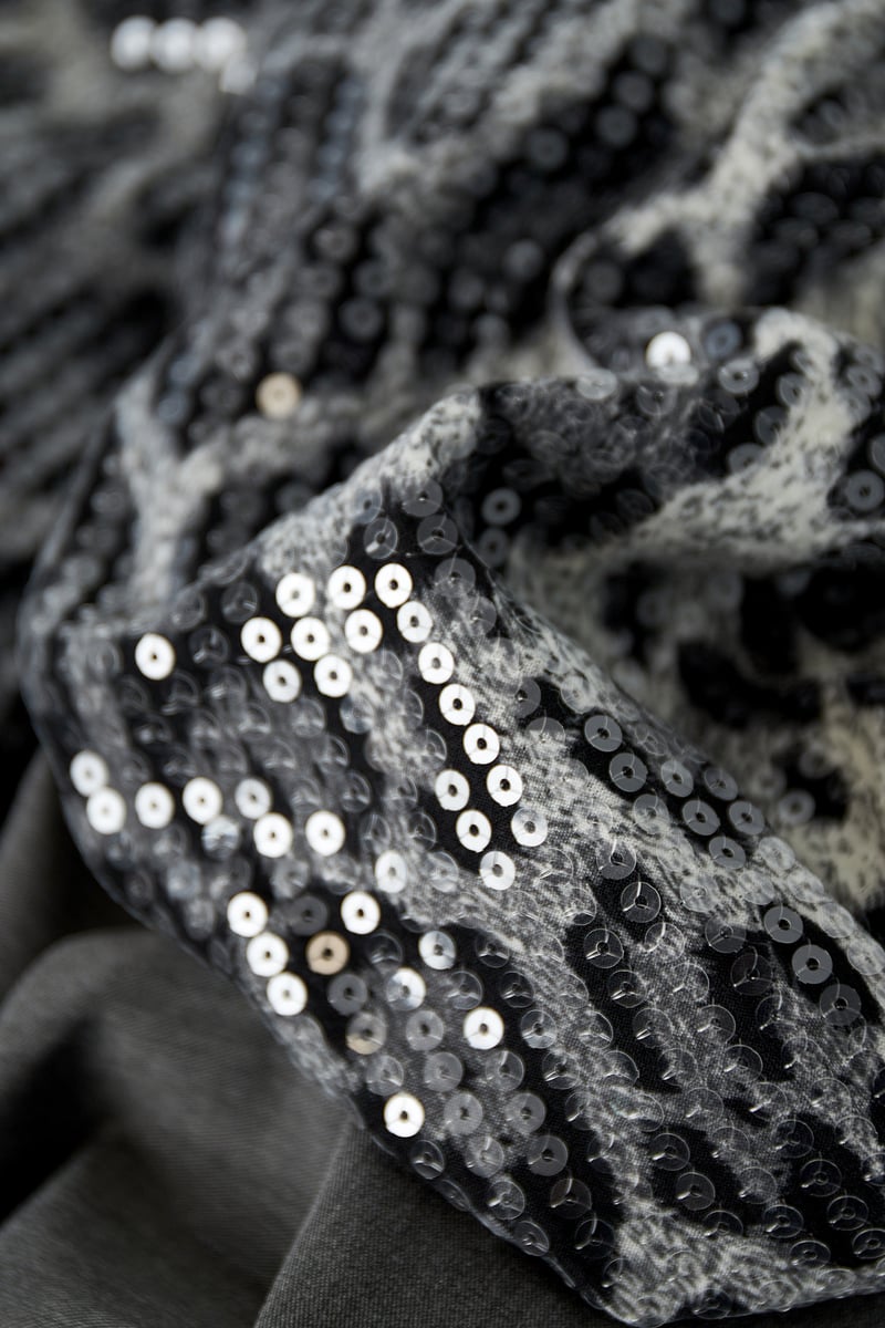 Blazer met panterprint glitter mouw - grijs