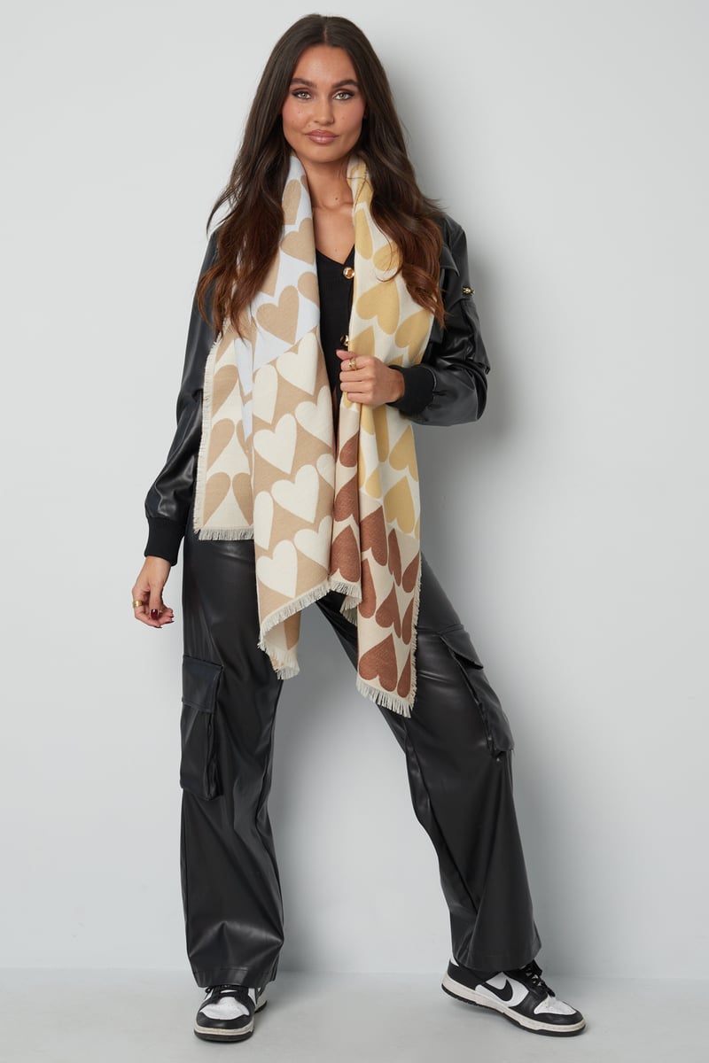 Sjaal pop of heart - Beige