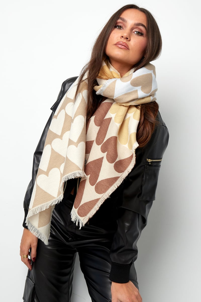 Sjaal pop of heart - Beige