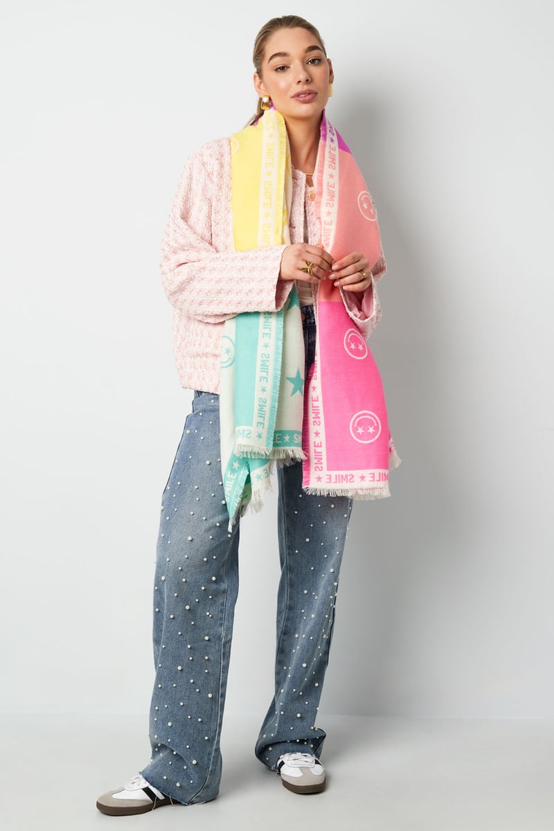 Sjaal smiley star - Lichtroze