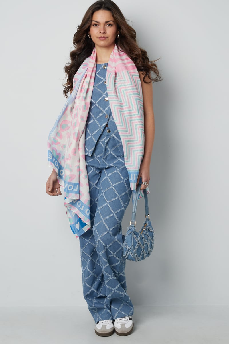 Kleurrijke sjaal wild love - Oranje & roze