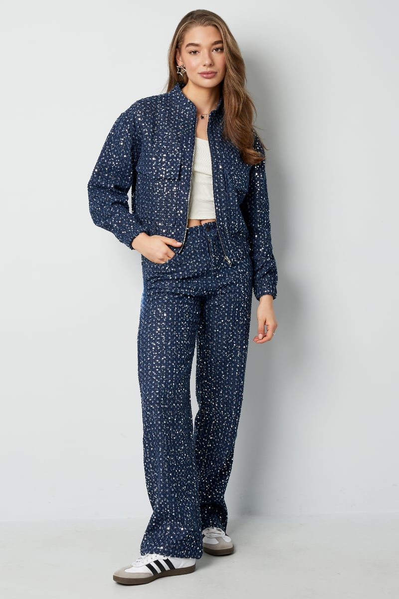 Denim jasje met pailletten - Blauw