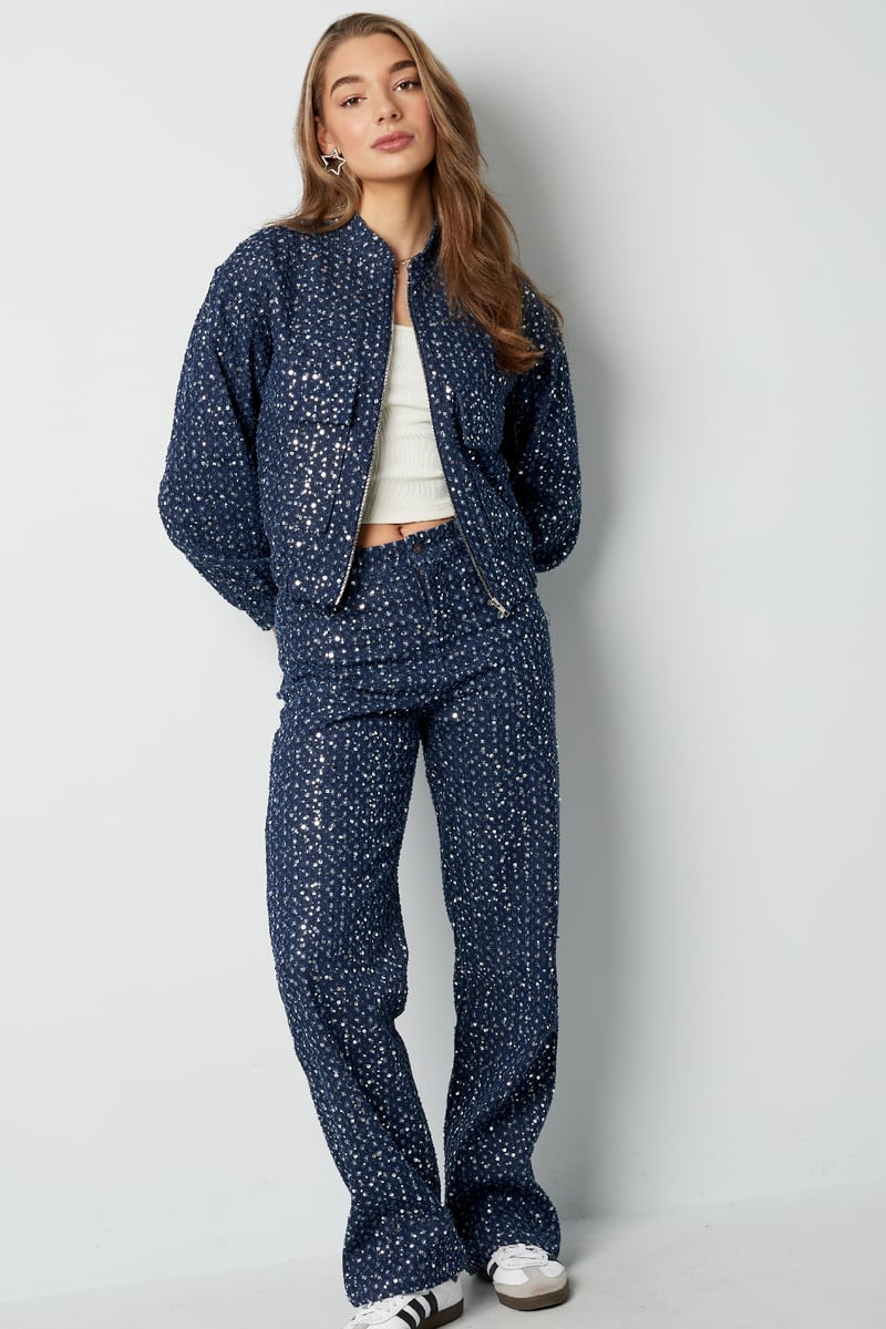 Denim jasje met pailletten - Blauw