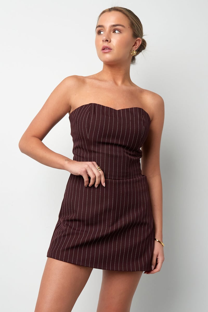 Krijtstreep bandeau top - Grijs