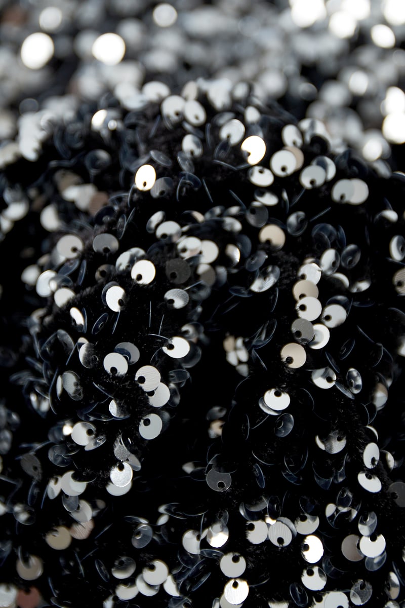 Glitter one shoulder top - Zwart