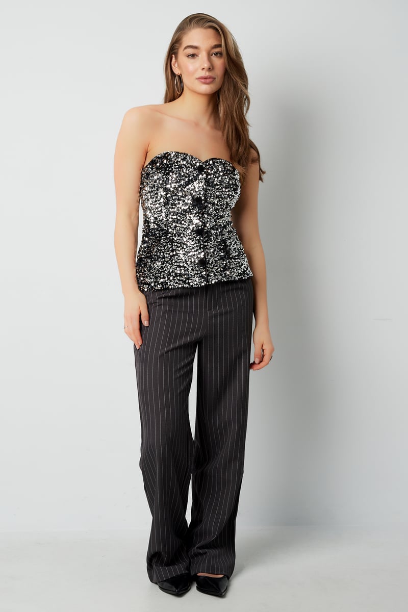 Glitter korset top - Zwart