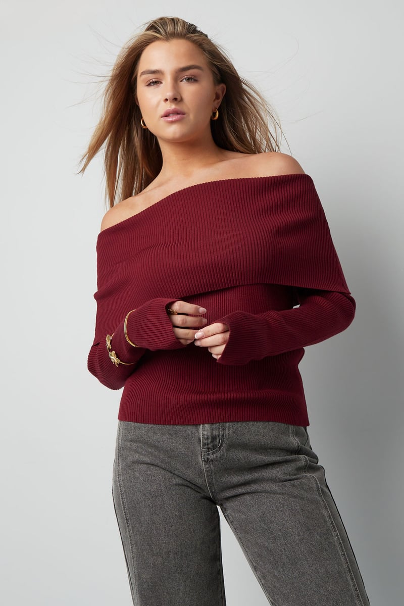 Basic off shoulder top - Burgundy