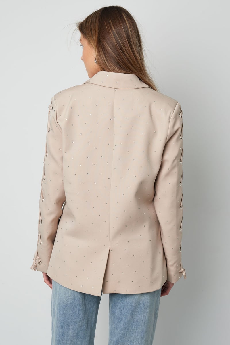 Blazer met steentjes en vetermouwen - paars