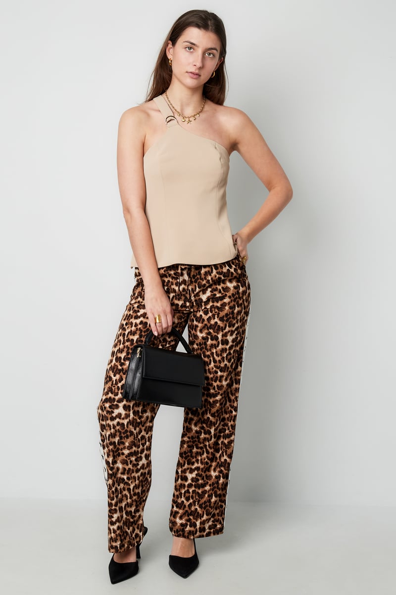 One shoulder cargo top - Beige