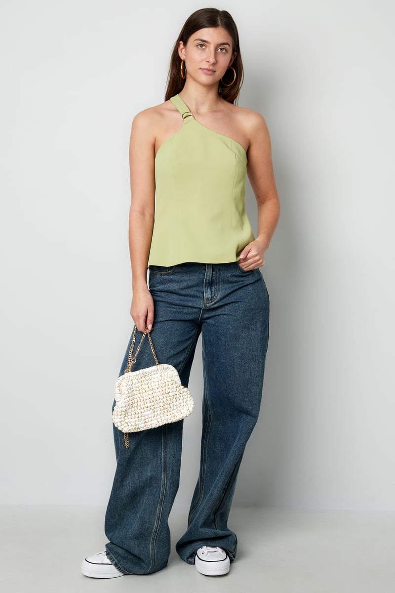 One shoulder cargo top - Beige