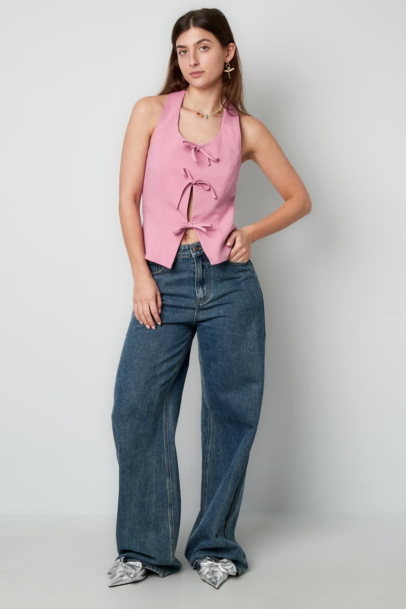 Bow Sleeveless Top - Beige 