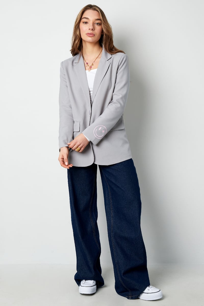 Blazer show your colorful smile - Grijs