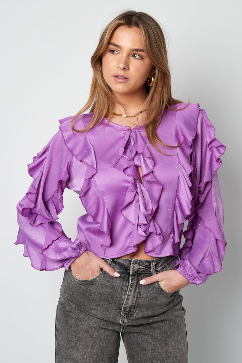 Blouse met ruffels - lichtroze