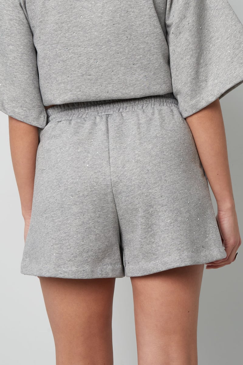 Joggingstof short met studs - Roze