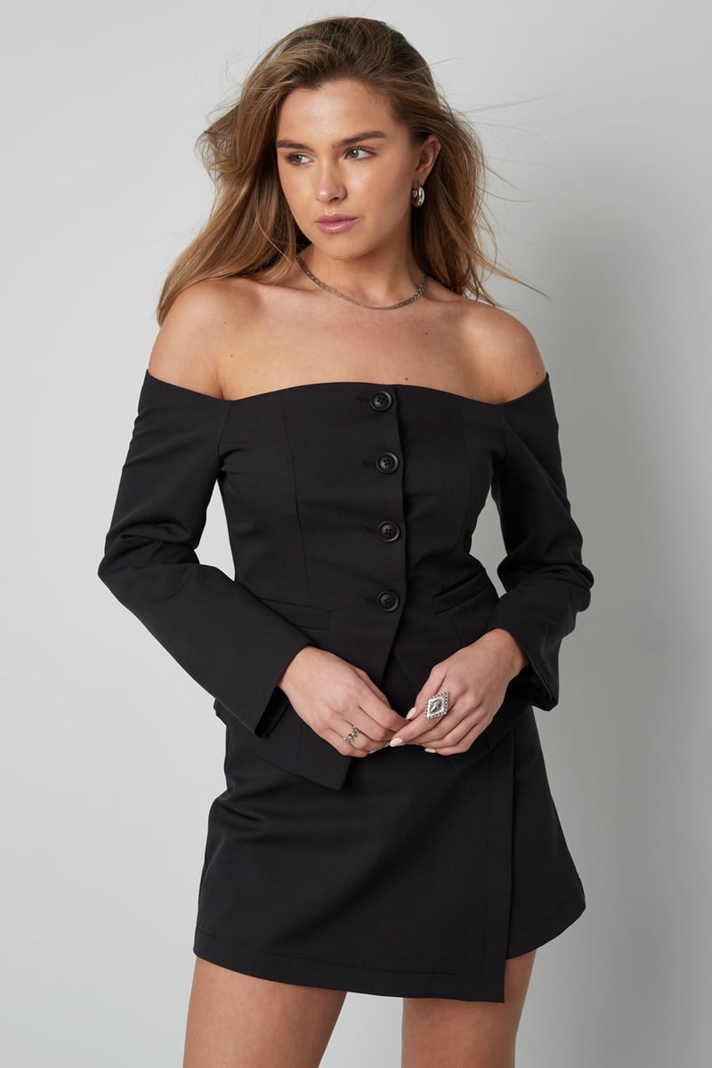 Off shoulder blazer top - Groen