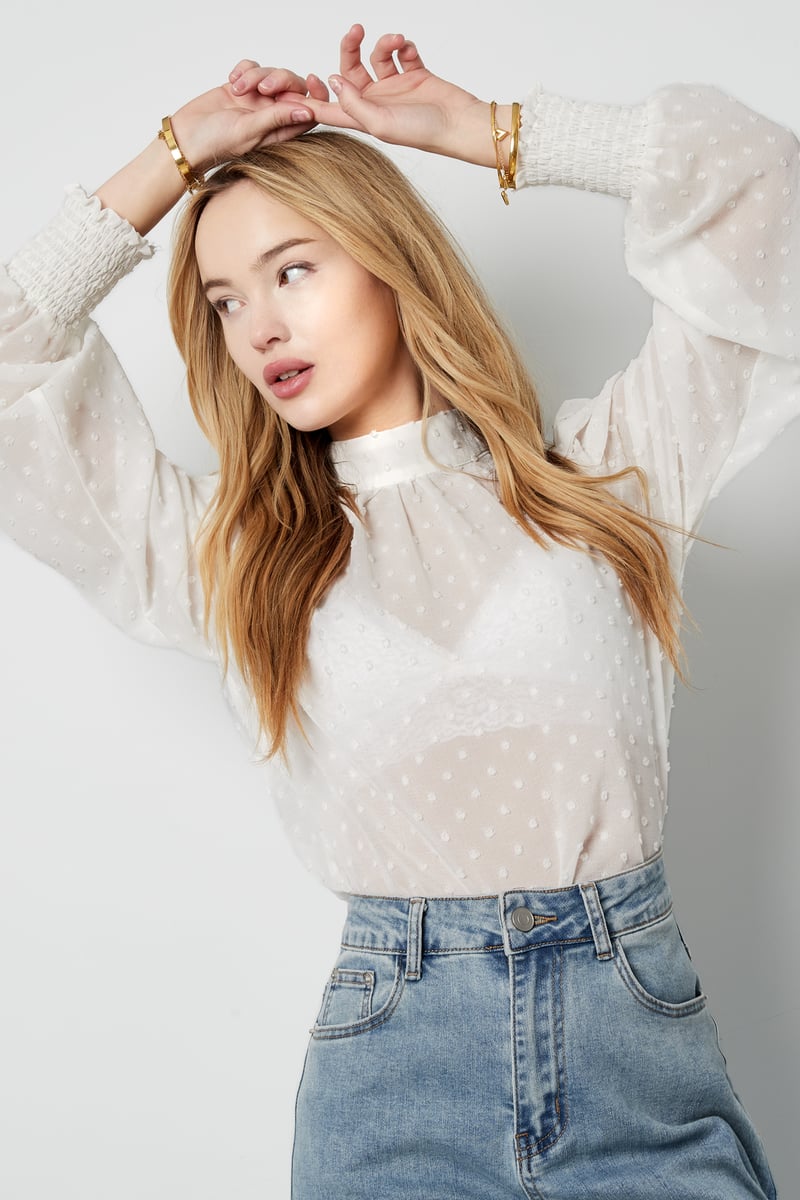 Blouse met bolletjes - Zwart