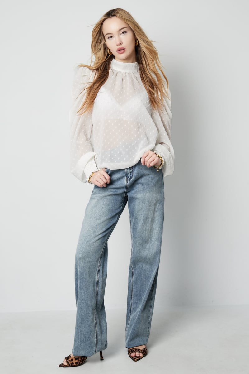 Blouse met bolletjes - Zwart