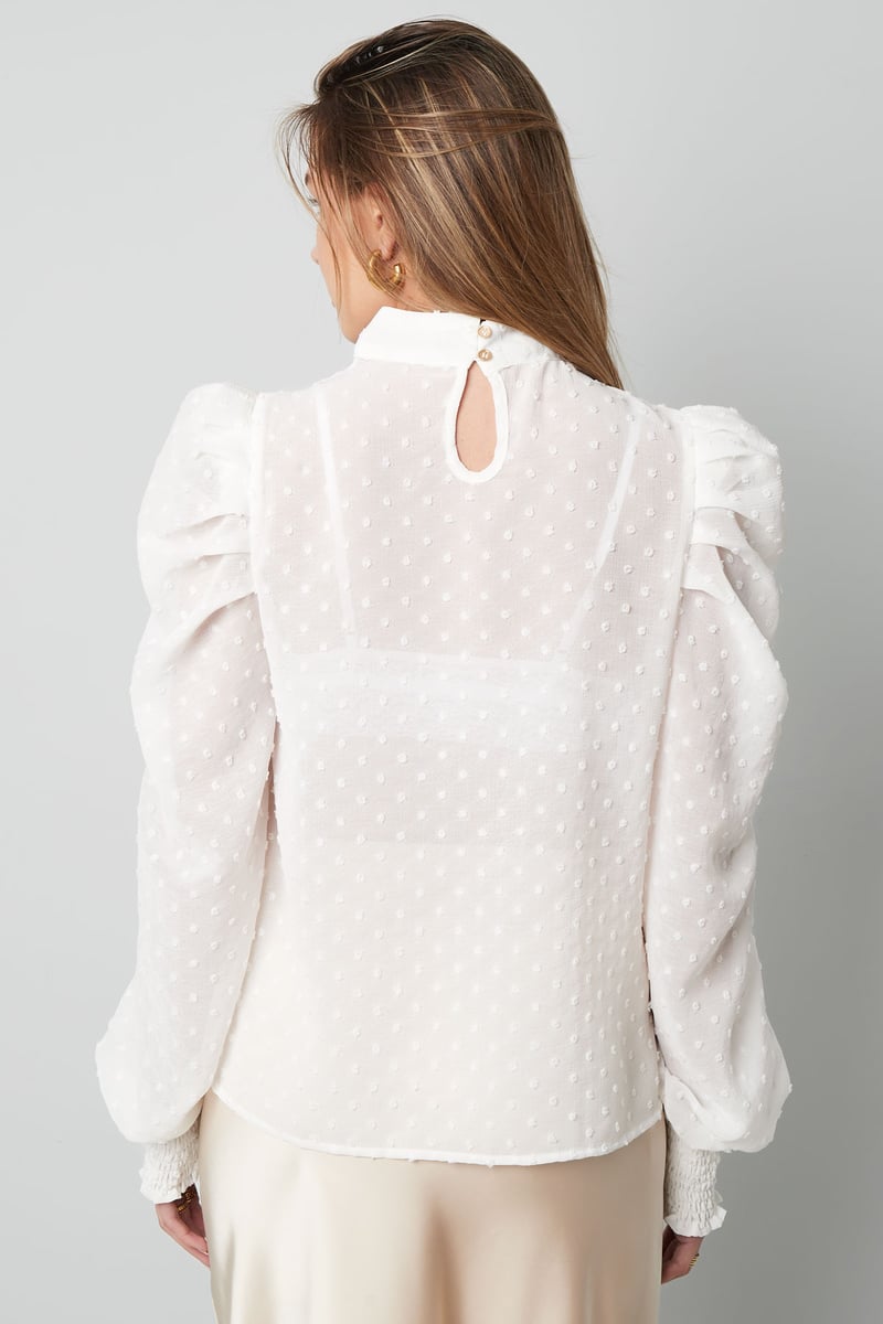 Blouse met bolletjes - Zwart