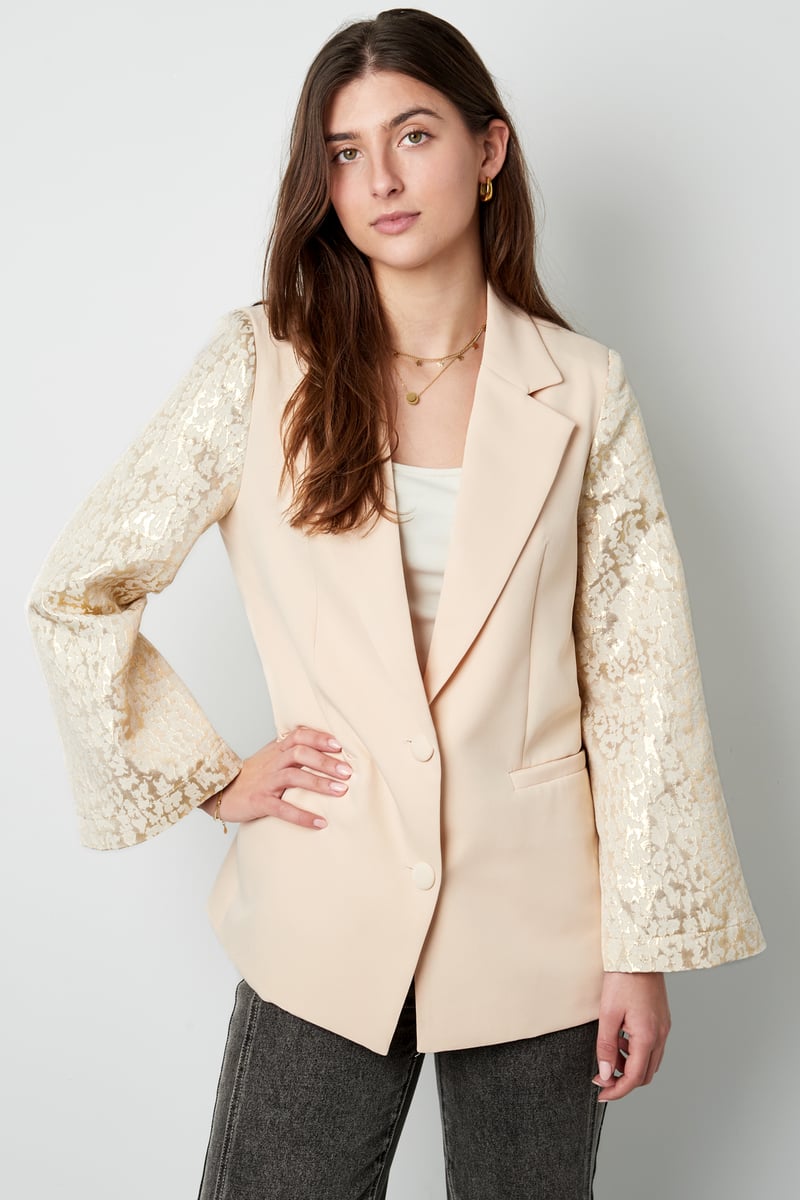 Blazer met panter mouwen - Creme