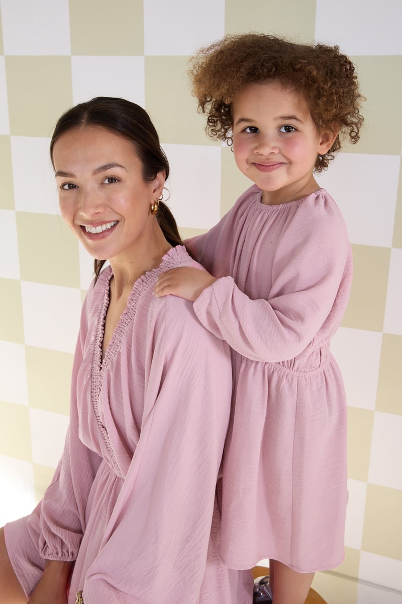 Double trouble jurk kind 8 jaar - Roze