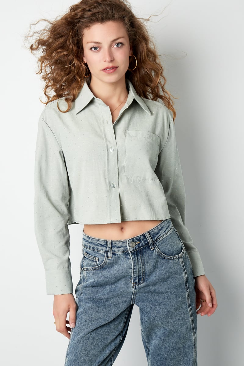 Blouse met studs - Grijs