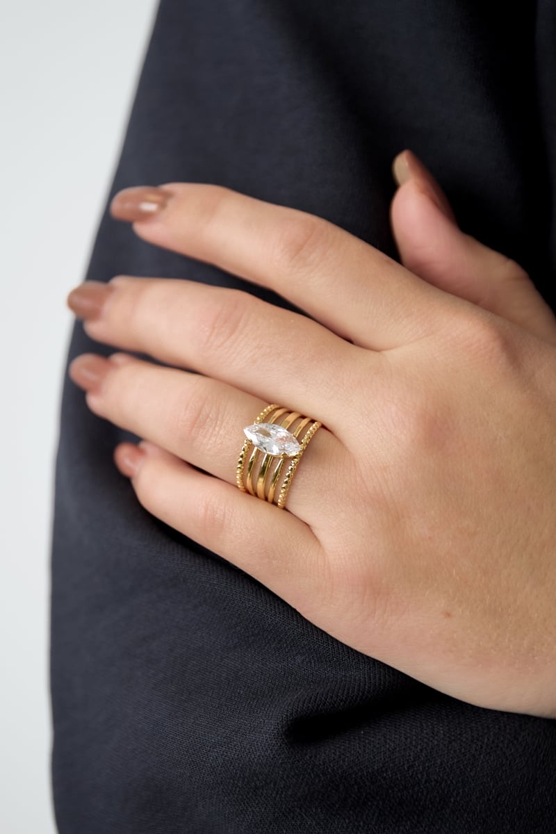 Edelsteenringen van roestvrij staal, casual, dagelijks, eenvoudig, damessieraden