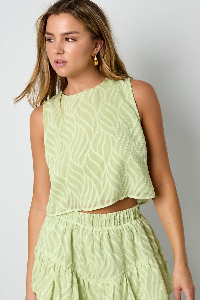 Co-ordset Witte Bladeren - Mouwloze Tops