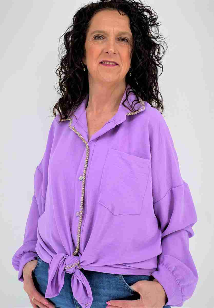 Lila Blouse Gouden Randen