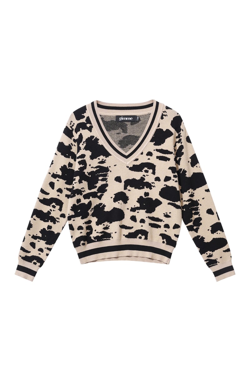 Lijm (menselijk katoen) Gebreide truien Luipaardprint Casual Herfst/Winterkleding