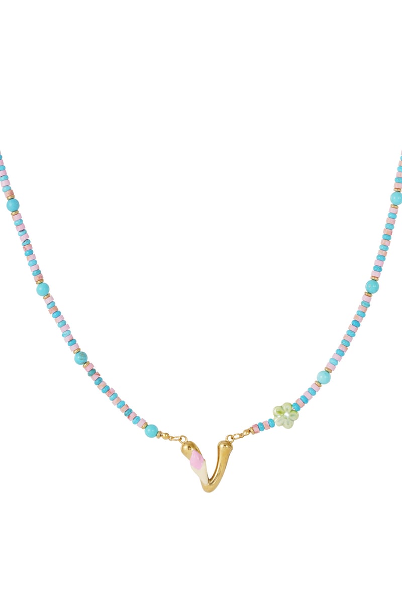 Vrolijke kralen initialen ketting met bedels