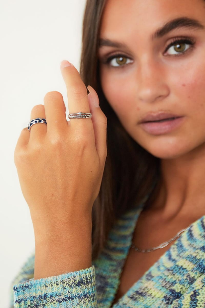 RVS ring stippen steen Zilver Stainless Steel 16