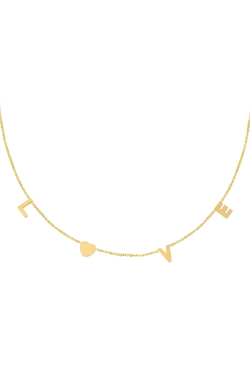 Ketting Love Letters Goud kleur Stainless Steel Standard