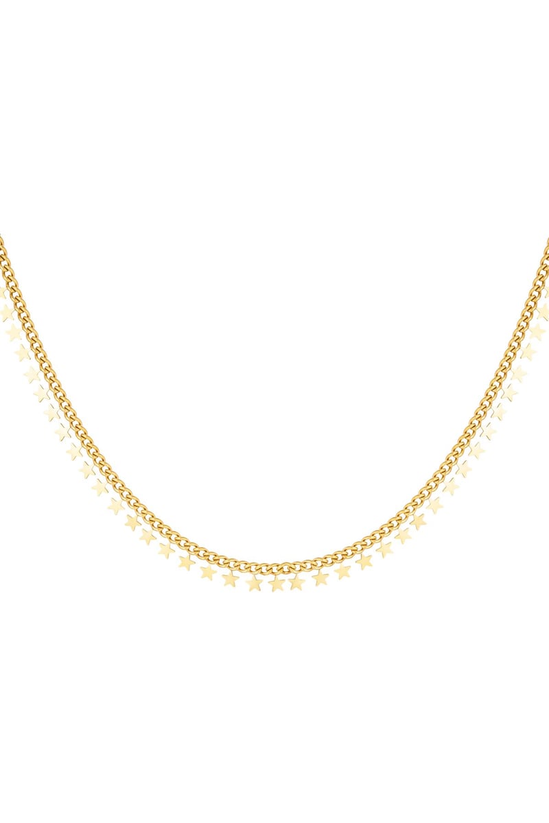 RVS ketting sterren necklace Goud kleur Stainless Steel