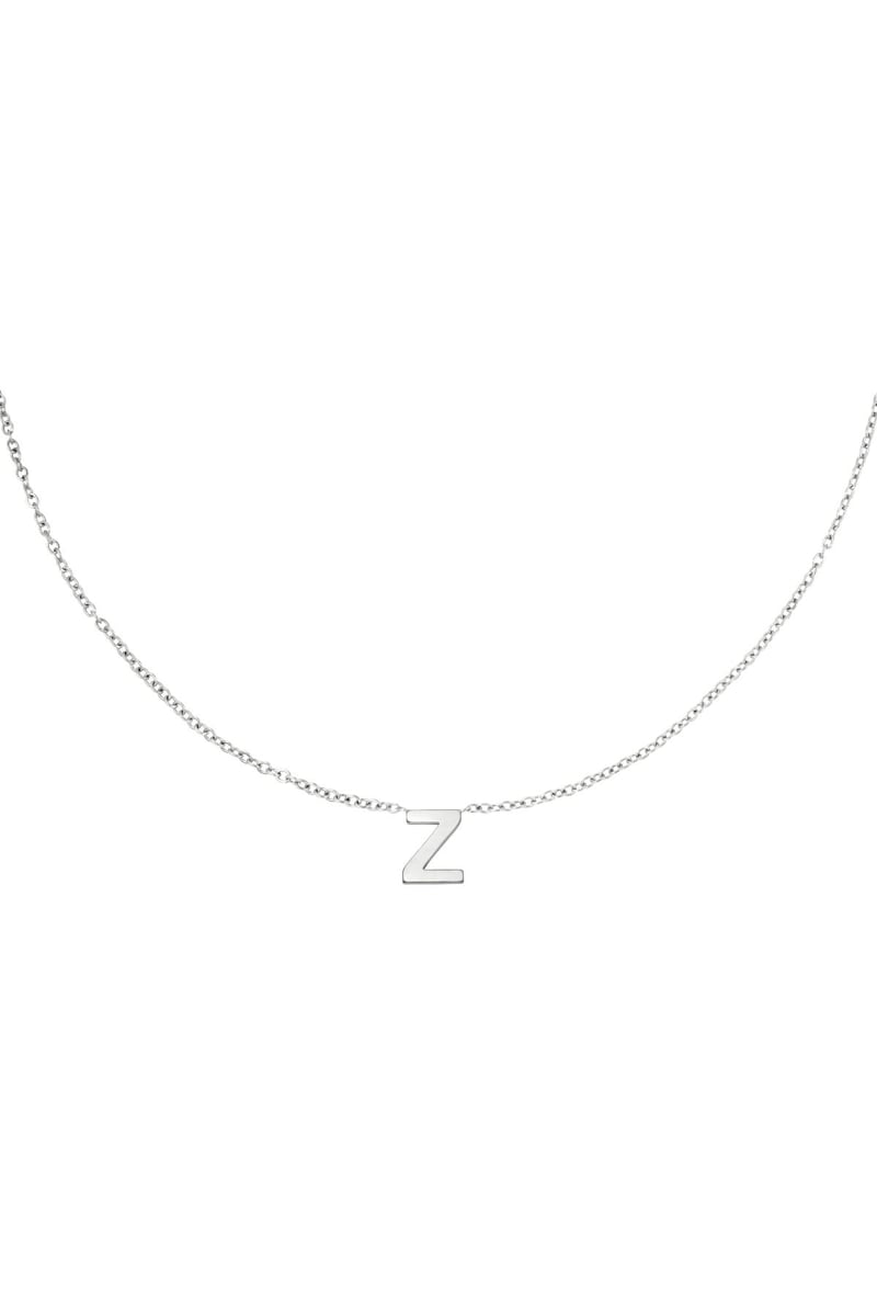 Edelstalen collier initiaal A Zilver Stainless Steel