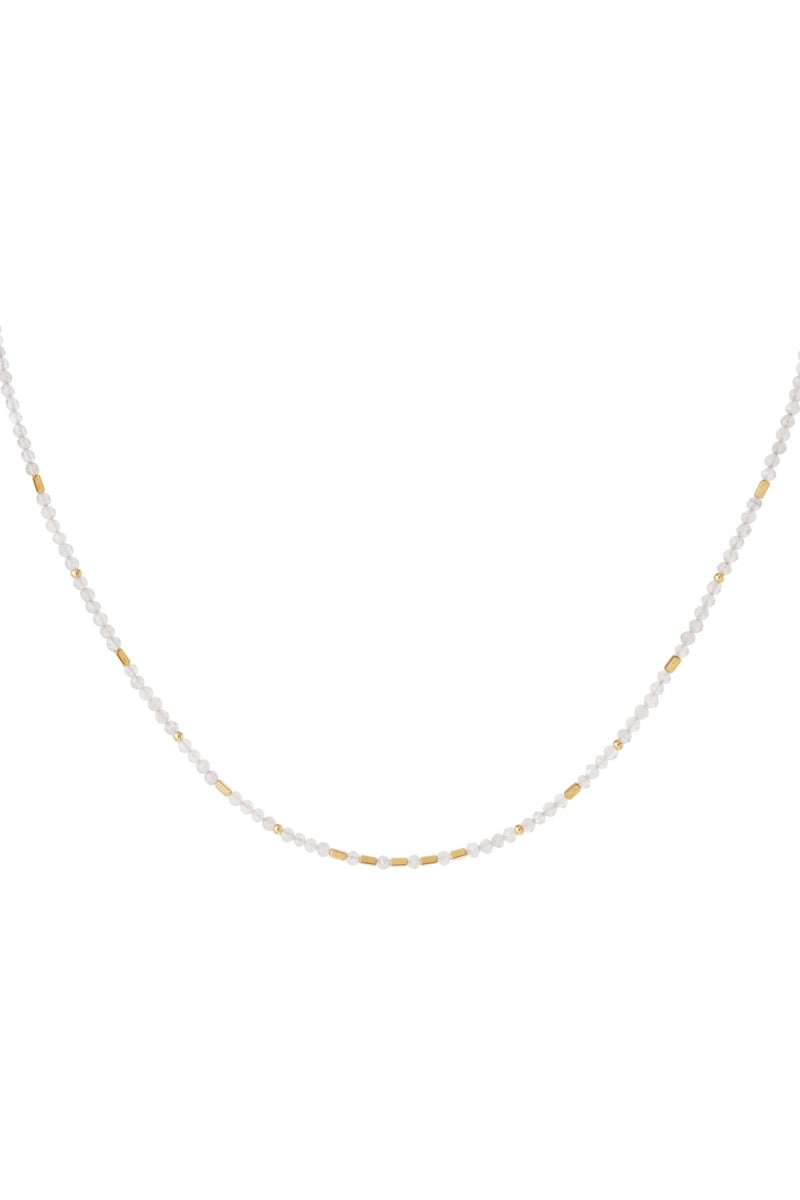 Kleurrijke kralenketting Grijs & Goud kleur Stainless Steel