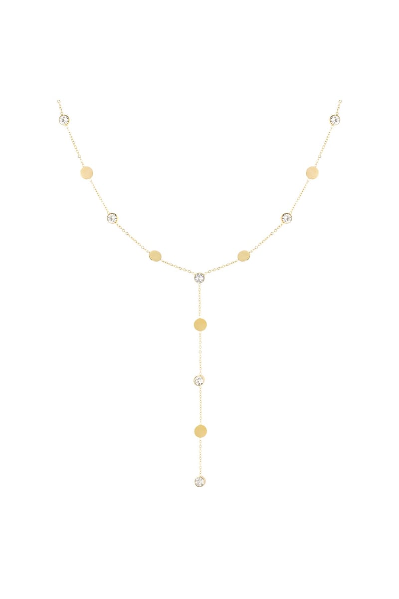 Lange ketting strass Goud kleur Stainless Steel
