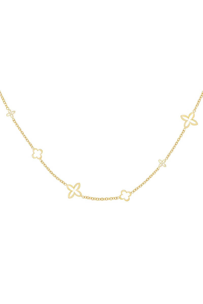 Minimalistische bedelketting klavers Goud kleur Stainless Steel