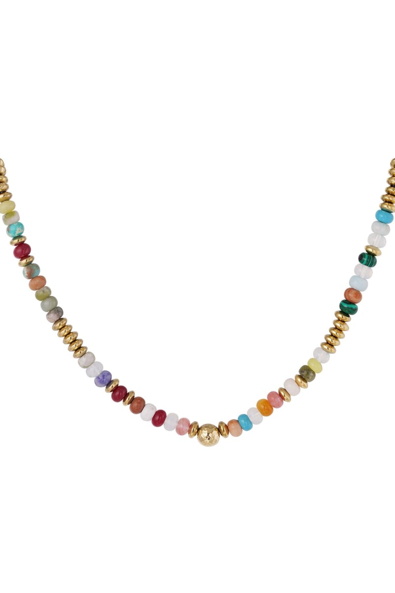 Ketting met multi kleuren stenen kralen - Natuursteen collectie Stone