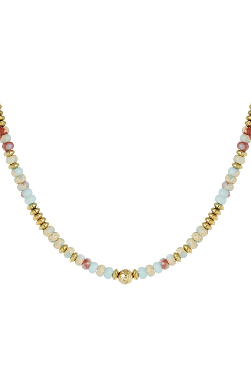 Ketting met multi kleuren stenen kralen - Natuursteen collectie Stone