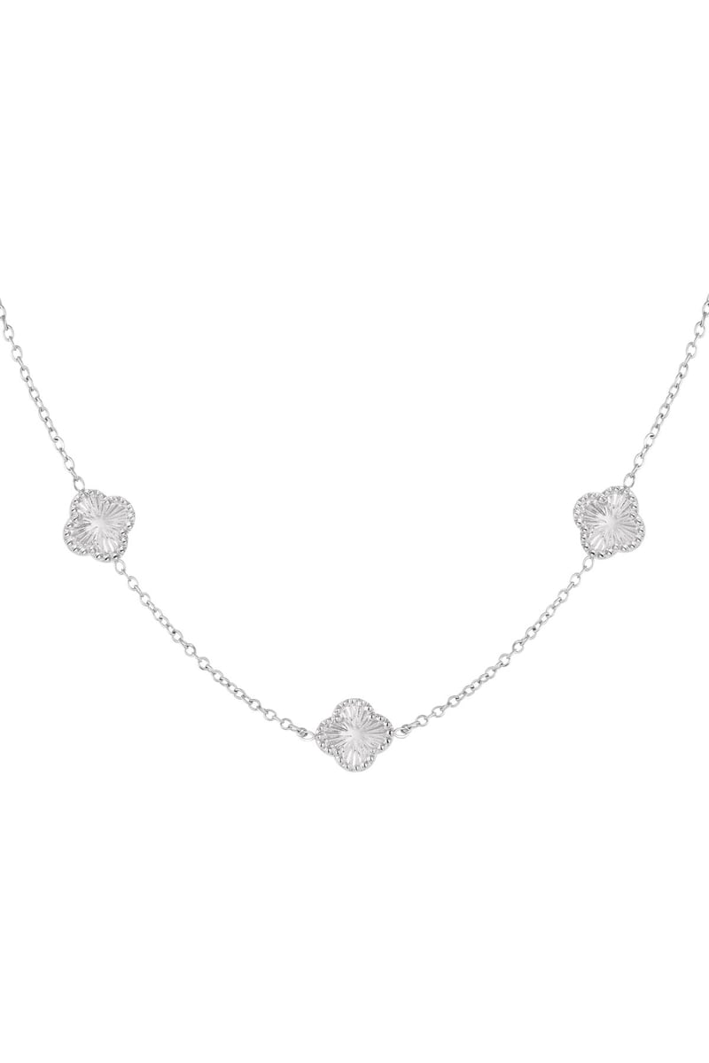 Ketting klaver met patroon Goud kleur Stainless Steel