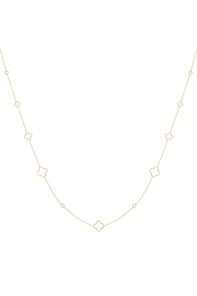 Ketting lang klavertjes Zilver Stainless Steel